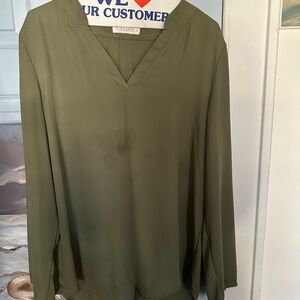 Chic Olive V-Neck Blouse